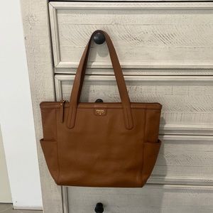 FOSSIL Leather Tote Bag brown